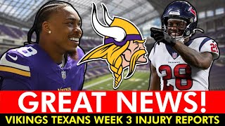 Vikings Receive Great News From Injury Report  Top Matchups To Watch vs Texans  NFL Week 3 [upl. by Ybok629]