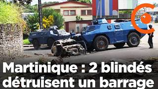 Martinique  Deux blindés de la gendarmerie détruisent le barrage de SaintJoseph  14 octobre 2024 [upl. by Yerffoeg]