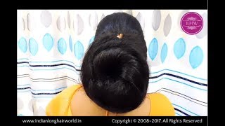 ILHW Gangas Extra Huge Twisted Bun Making By Male Hairdresser [upl. by Htelimay88]