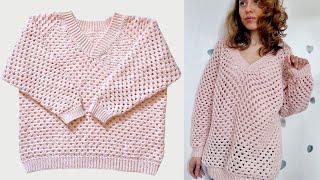 Comment faire un pull au crochet 🧶 Toutes tailles 💐 Printemps été 🌈 Tuto crochet facile gratuit ✨ [upl. by Thad]