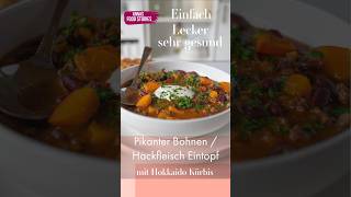 Eintopf Rezepte  Pikanter Bohnen Hackfleisch Eintopf mit Kürbis  gesund und einfach [upl. by Ahsaele]