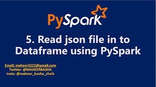 5 Read json file into DataFrame using Pyspark  Azure Databricks [upl. by Gelman315]