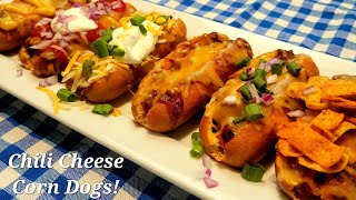 Chili Cheese Corn Dogs summercookingfun [upl. by Gaut]