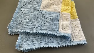 Double diamond crochet blanket full video tutorial  Crochet tutorial for beginners [upl. by Alahs]