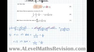 Summations of Series Method of Differences Yr2 Further Pure Core [upl. by Alyahc]