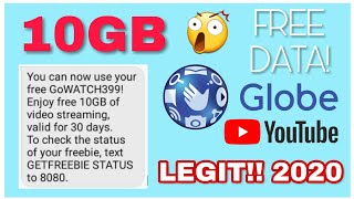 NAKAKUHA AKO NG LIBRENG 10GB DATA SA GLOBE  100 WORKING 2020 [upl. by Nair]