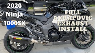 2020 Ninja 1000SX Full Akrapovic Exhaust Installation [upl. by Ientruoc569]