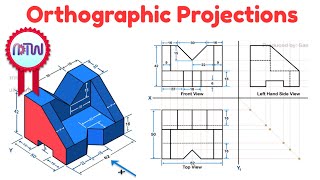 Orthographic Projections in Engineering Drawing  Problem 3 [upl. by Ietta]