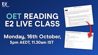 OET Live Class  OET Reading Part B  How to Read for Gist and score high [upl. by Hsara]