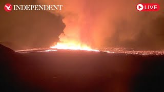 Live Iceland volcano erupts for tenth time in three years [upl. by Elokcin856]