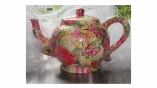 Ceramic Teapot Tutorial Decoupage Punch Studio Napkins [upl. by Corbett243]