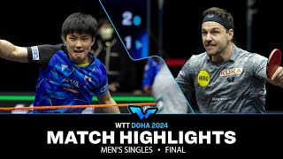 Timo Boll vs Tomokazu Harimoto  MS Final  WTT Contender Doha 2024 [upl. by Kolnos]