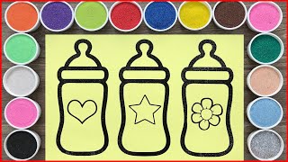 Sand painting 3 milk bottle so cute how to painting with color sand Chim Xinh channel [upl. by Faso300]