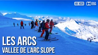 Les Arcs Ski Resort Vallee De LArc Slope  🇫🇷 France 4K HDR Ski Tour [upl. by Neerhtak771]