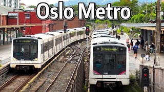 ⁴ᴷ⁶⁰ Oslo Metro Trains at Majorstuen Station [upl. by Anecuza154]