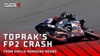 Razgatlioglu pushes a bit too much with FP2 crash at Misano 💥  2024 EmiliaRomagnaWorldSBK 🇮🇹 [upl. by Kenway]