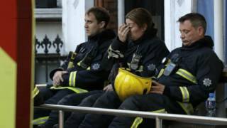 Grenfell Tower Hero firefighters cry during minutes silence  5 News [upl. by Cirdor]