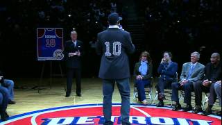 Pistons retire Dennis Rodmans number [upl. by Aiel]