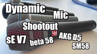 Dynamic Mic Shootout sE V7 vs SHURE beta58 SM58 and AKG D5 [upl. by Mosra]