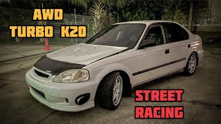 AWD TURBO K20 HONDA CIVIC EK VS NITROUS B18 EG  H22 EK VS 2 TURBO B20B EKS [upl. by Esmerolda]