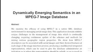 Dynamically Emerging Semantics in an MPEG 7 Image Database [upl. by Nosahc]