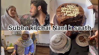 Subha ki chai Nani k saath bachpan ki baatain ❤️  kisi or ka cake le aye challenge 🤣  free KFC 🤣 [upl. by Golub]