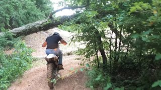 DR200 Chasing a YZ125 in the trails [upl. by Shandeigh]