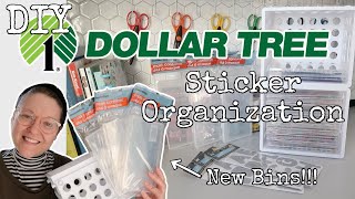 DOLLAR TREE DIY  STICKER ORGANIZATION  NEW BINS  MARCH 2021 [upl. by Jenn]