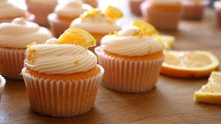 Orange Creamsicle Cupcakes Recipe  sweetco0kiepie [upl. by Nosneh289]