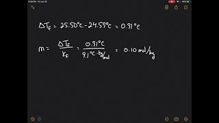 The freezing point of t butanol is 2550∘ C and Kf is 91∘ … [upl. by Oly]