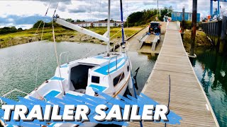 HOW TO LAUNCH A TRAILER SAILER SOLO Sailing Meraki  Ep48 [upl. by Ahsiemal49]