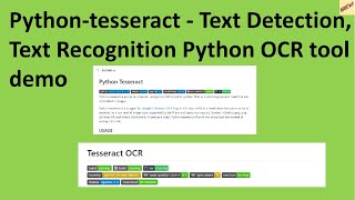 Pythontesseract  Text Detection Text Recognition Python OCR tool demo [upl. by Pacian]