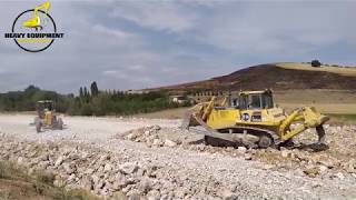 Komatsu D 155 AX Bulldozer Working Construction Road [upl. by Ahsain522]