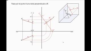 4SISTEMA DIÉDRICO RECTA PERPENDICULAR A RECTA 2 [upl. by Aerdno]