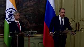 EAM Press Conference with FM Sergey Lavrov of Russia December 27 2023 [upl. by Eixor]