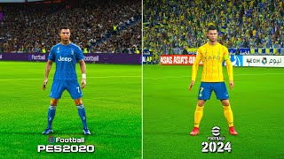 PES 2020 vs eFootball 2024  Free Kick Styles ▶ Ronaldo Neymar Messi etc [upl. by Lednam986]