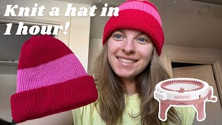 How to Knit a Striped Hat on a Knitting Machine [upl. by Bartram]