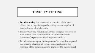 Toxicity Testing I Acute I SubAcute I SubChronic and Chronic Toxicity Testing [upl. by Johppa]