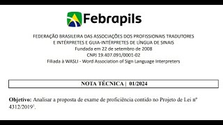 Nota técnica 012024  Analisar a Proposta de Exame de Proficiência contido no PL nº 43122019 [upl. by Ellenyl]