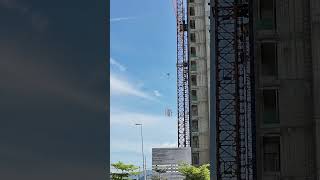 Luffing Towercrane Lifting Its Own Mast For Jacking Up building construction shorts video [upl. by Ramal]