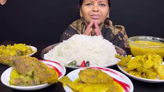 BIGBITES EATING RICE WITH LAU GHONTO DAL SORSHE ILISH VOLA FISH CURRY SOJNE POSTO ।। [upl. by Mulry863]