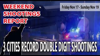 10 Cities wDouble Digit Shootings  Weekend Shootings Report [upl. by Bilicki682]