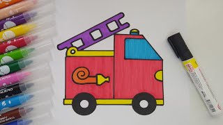 how to draw a fire truck step by step for kids [upl. by Virginia292]