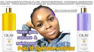 Review On Olay Vitamin C Brightening LotionOlay Retinol Smoothing Body Lotion vitaminc retinol [upl. by Enomys]