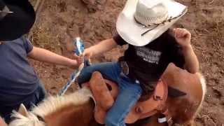 Mini Bronc Riding7 yr old Trace Barrett [upl. by Rox]