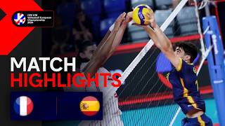 Highlights  France vs Spain  CEV U18 Volleyball European Championship 2024  Men SF [upl. by Plafker]