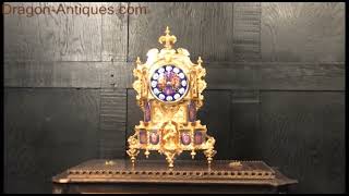 Gothic Antique French Ormolu and Enamel Clock by Vincenti 3690 [upl. by Gabriell]