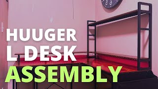 Huuger L Shaped Gaming Desk with LED Lights amp Power Outlets Assembly  Lateefa 88quot L Shaped Desk LED [upl. by Soneson]