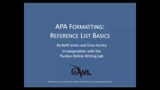 Purdue OWL APA Formatting Reference List Basics [upl. by Tfat]