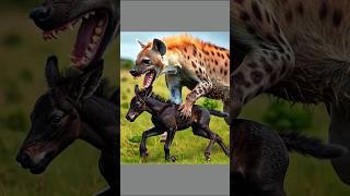 Hunter hyena attack on a baby foal😭horse foal hyena wildlife animalbattle unity success [upl. by Basir]